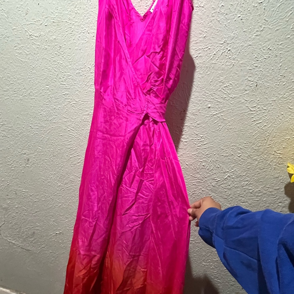 Karina Grimaldi Vibrant Pink and Orange Maxi Dress